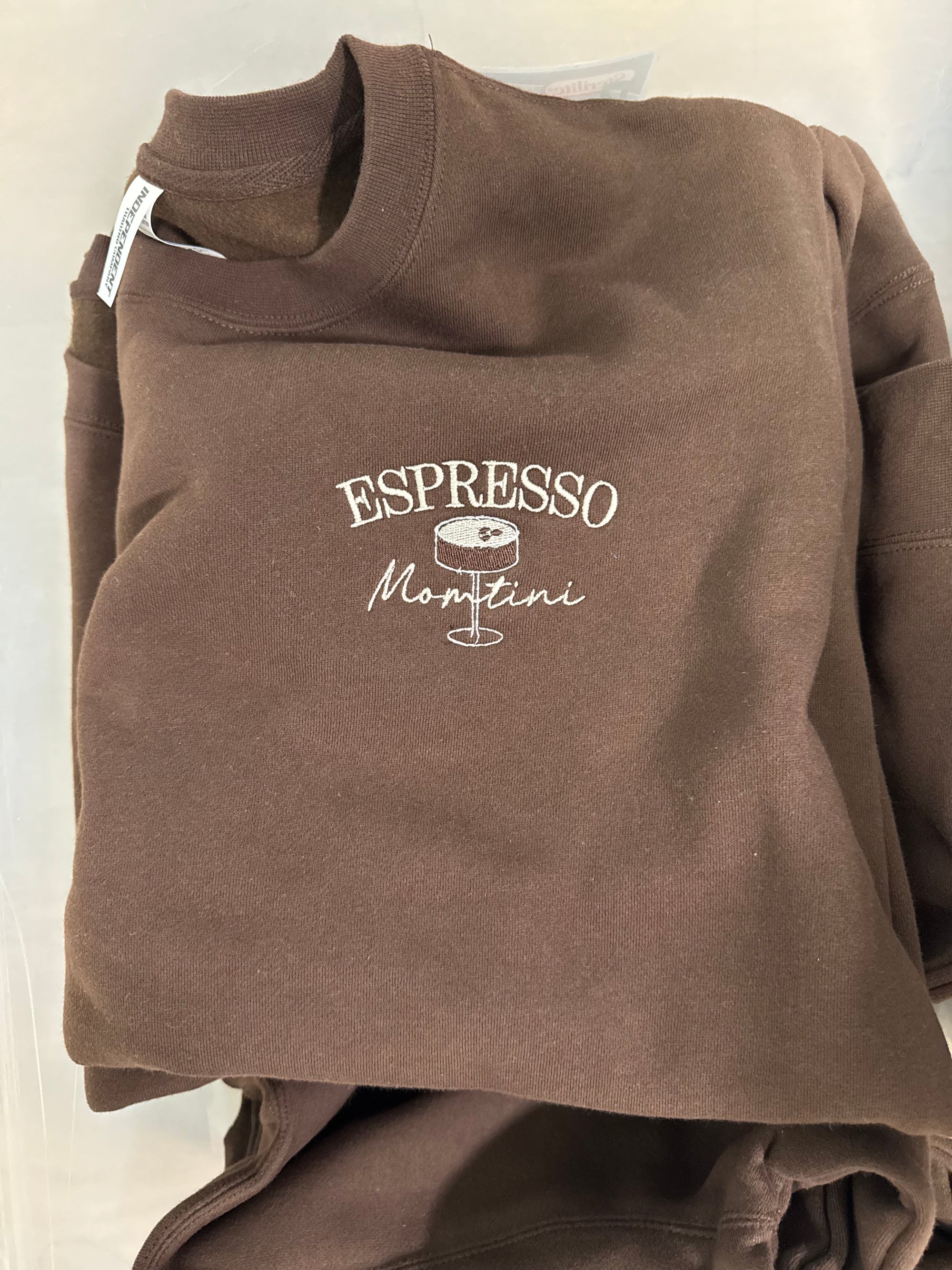 Espresso Momtini Embroidered Crew